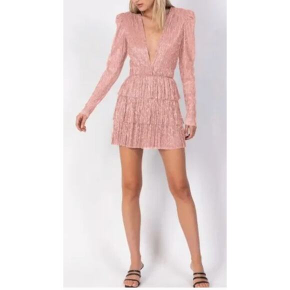 Sabina Musayev Womens Carry Mini Dress Size S Sparkle Party Occasion Rose Gold - Picture 2 of 9